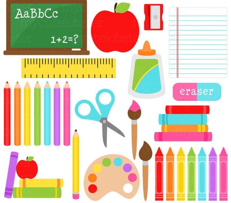 Back to School Clip Art Set - Digital Download Zip File