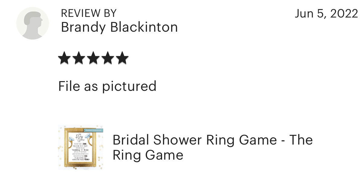 Bridal Shower Ring Game - The Ring Game