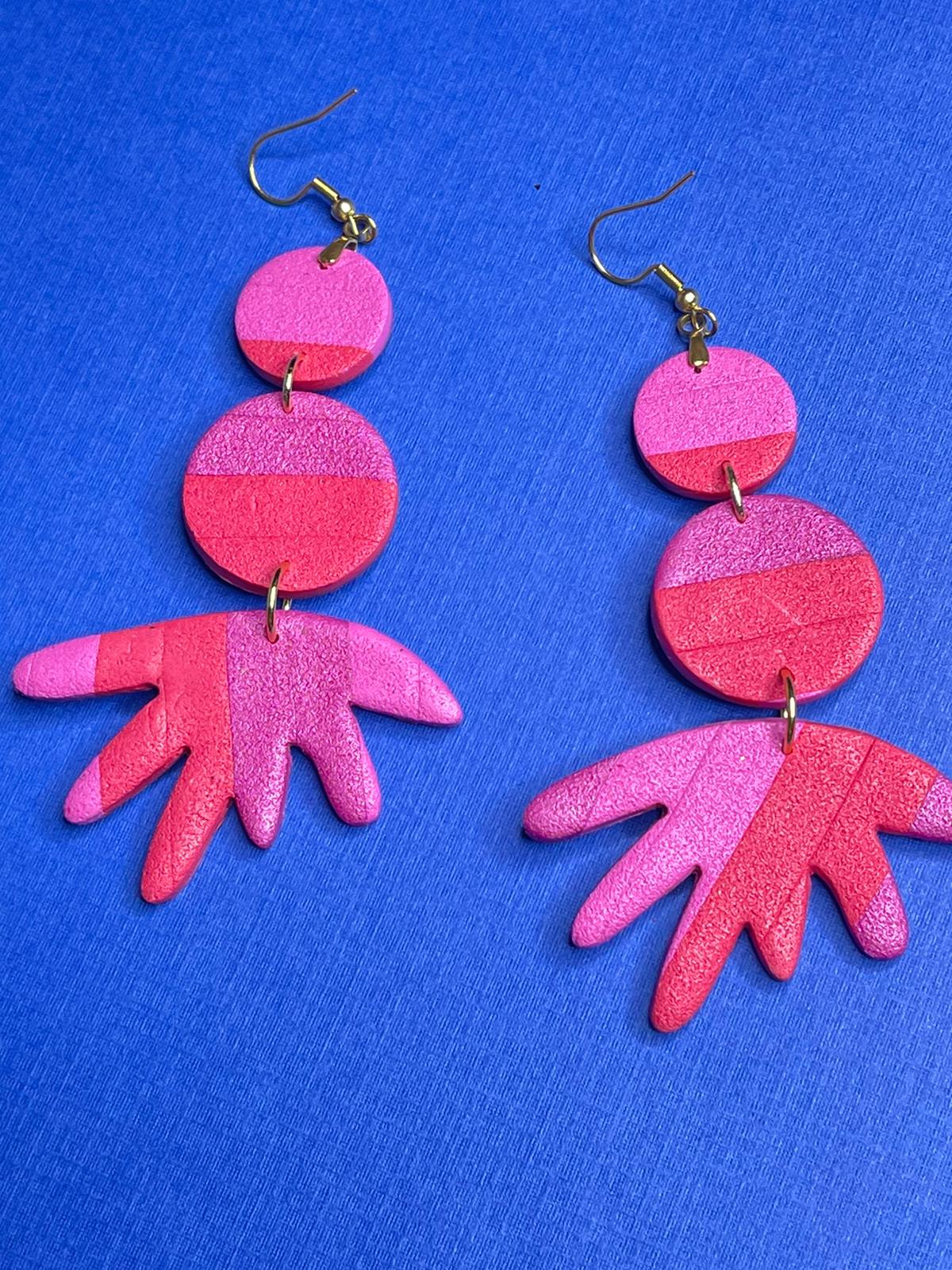 Hand Made Fuchsia Pink Dangled Earrings