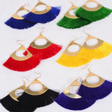 Fish Hook Pierced Tassel Fringe Earrings
