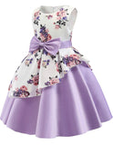 Little Girl’s Formal Floral Print Dress, Sizes 2T - 9 years (Purple)