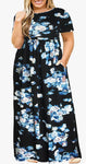 Casual Loose Floral Print Maxi Dress, Size 24W