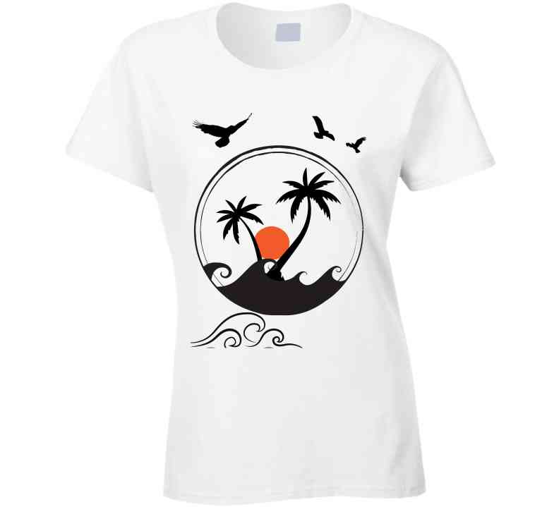 Palm Trees And Sunset Ladies T Shirt