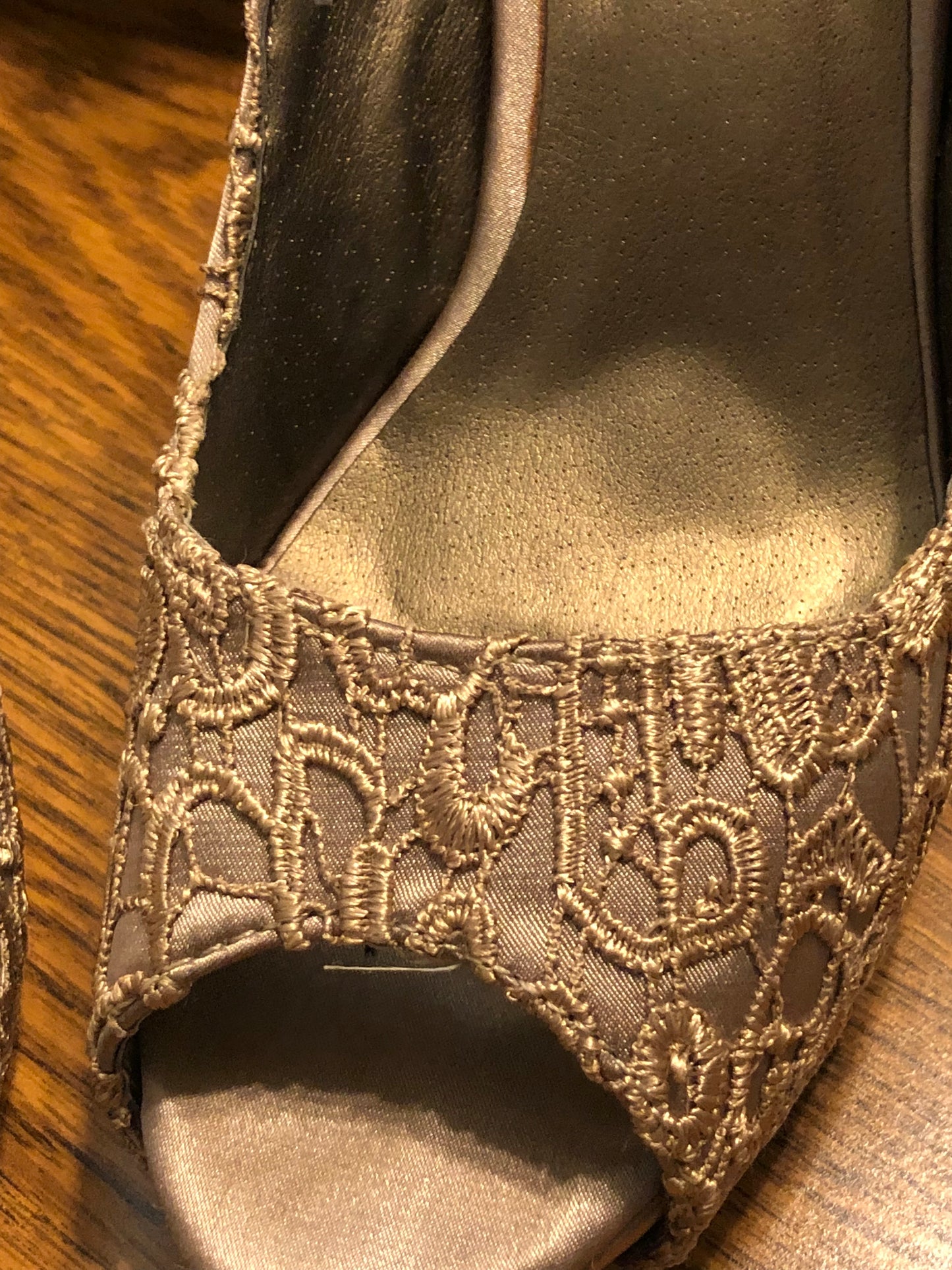 Gold Embroidered Heels from Paris, US Size 8 - Used