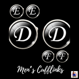 Men's  Monogram / Initial Cuff Links - Black & Silver (A-Z)