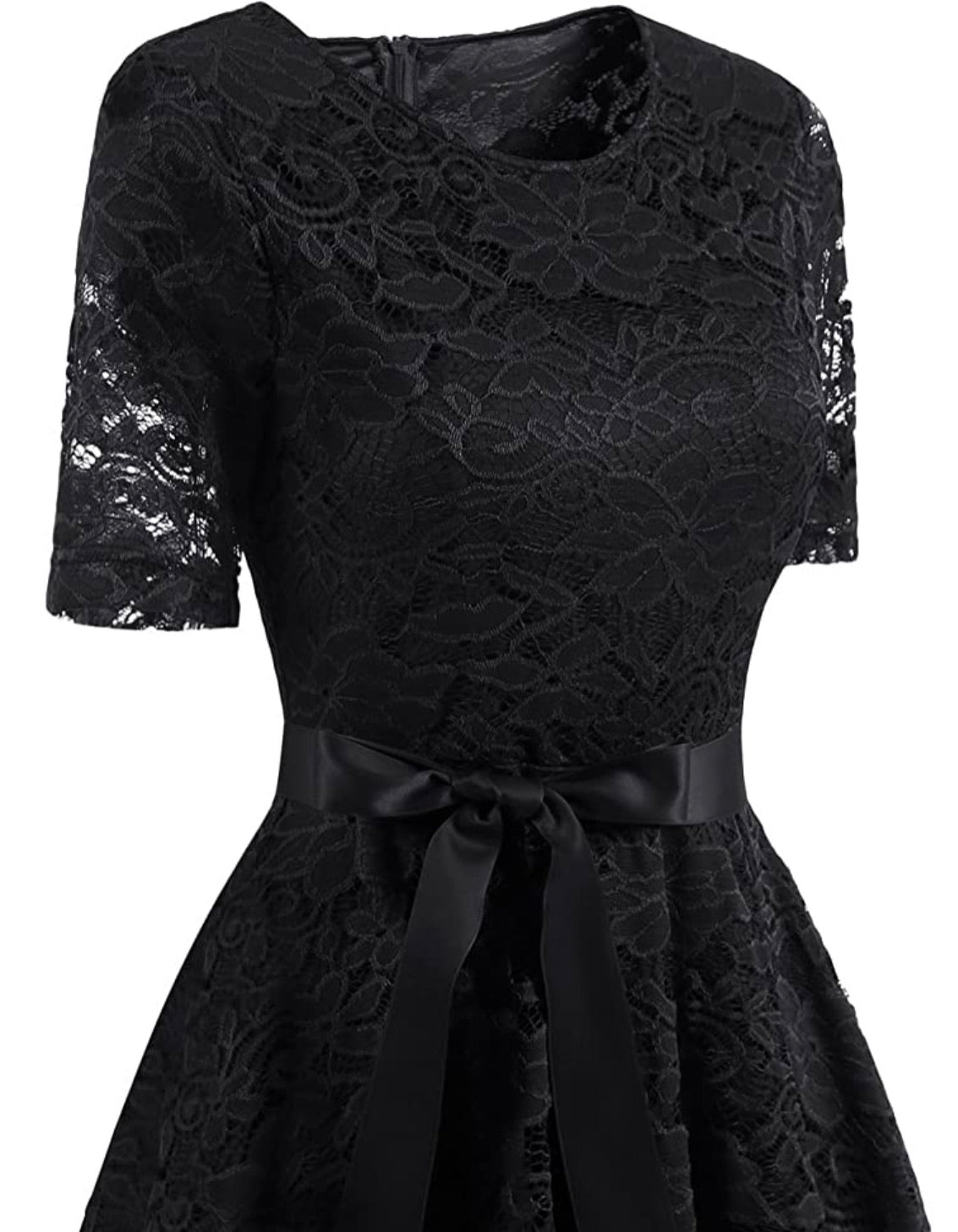 Vintage Inspired Full Lace Cocktail Dress, Sizes Small - 3XLarge (Black)