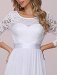 Women’s Elegant 3/4 Sleeve Empire Waist Wedding Dress, US Sizes 4 - 24