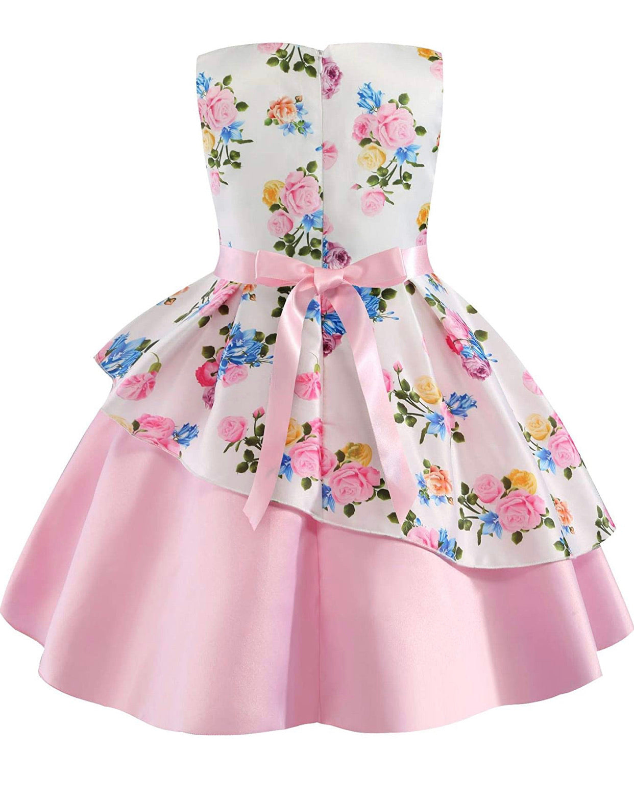 Little Girl’s Formal Floral Print Dress, Sizes 2T - 9 years (Pink)