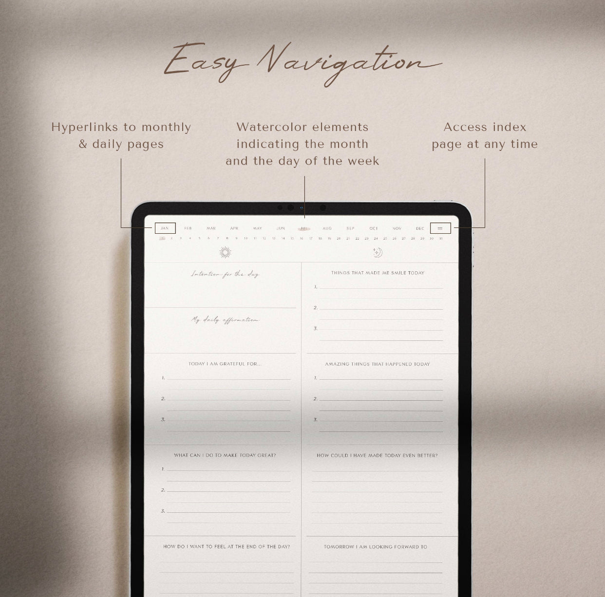 Goodnotes Digital Day and Night Daily Gratitude Journal, 393 pages