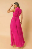 I Owe You Woven Maxi Dress - Solid Fuchsia Woven Baby Pleated Dress, Sizes Small to Large