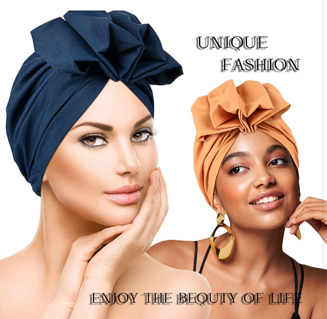 Various Colors & Styles! Pre-Tied Head-Wraps / Turbans (18 styles to choose from)