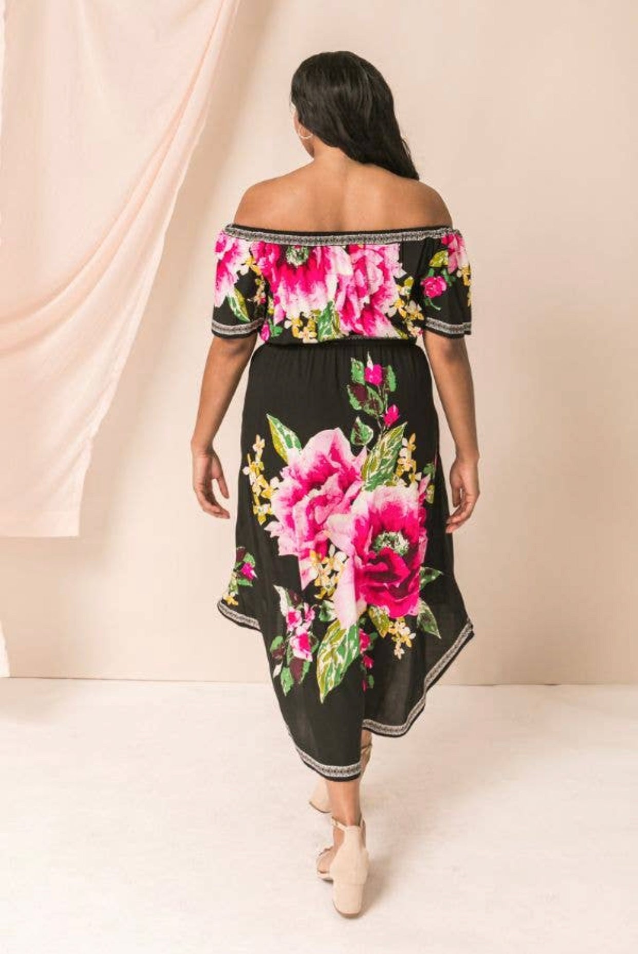 Plus Size Fashion Off Shoulder Floral Dress, Sizes 1X - 3X