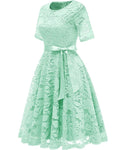 Vintage Inspired Full Lace Cocktail Dress, Sizes Small - 3XLarge (Mint)