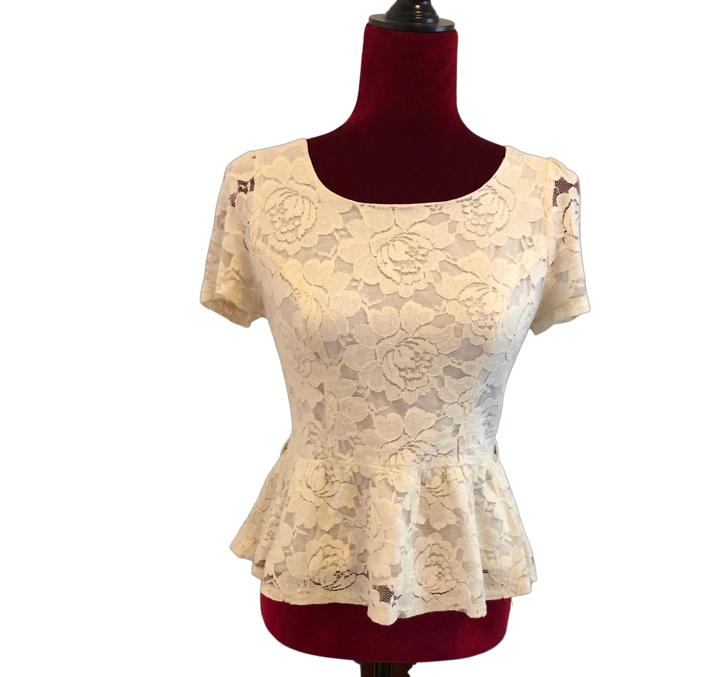 Hearts Brand Lace Fitted Blouse, Size Medium - Gently Used