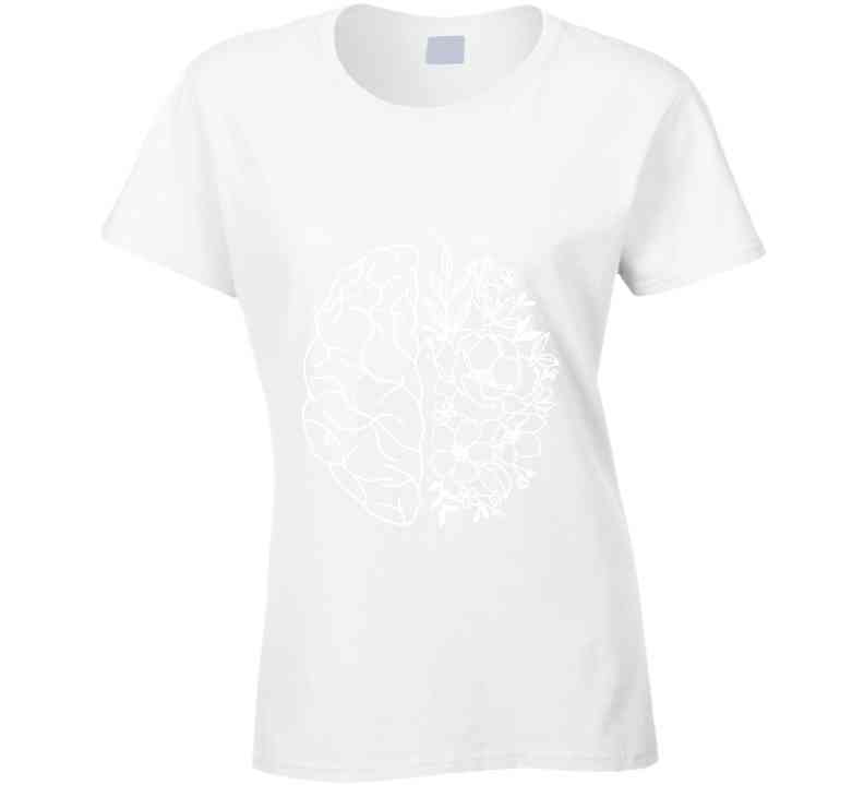 Floral Brain Mental Health Awareness Ladies T Shirt