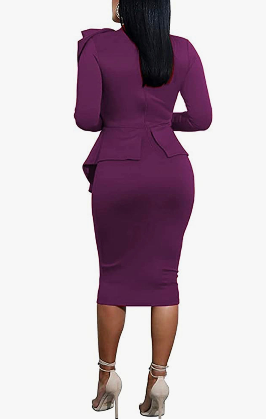 Peplum Short Sleeve Bow Knot Dress, US Sizes 4 - 20 (Small - 2XLarge) Rose or Purple