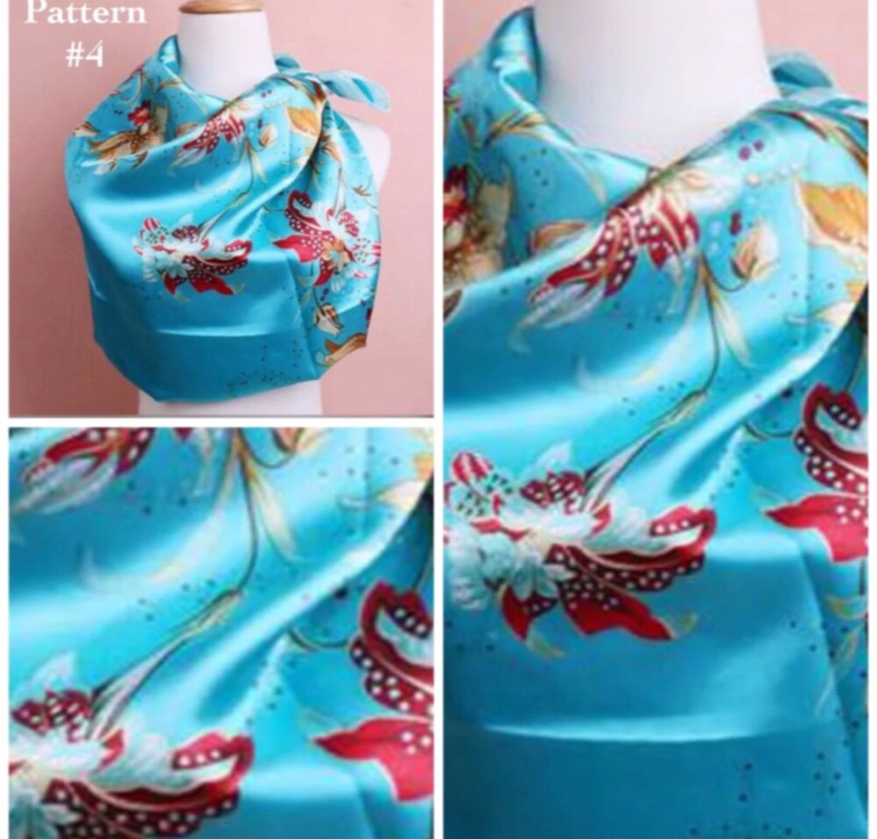 Silk Satin Scarves, Six Color Options