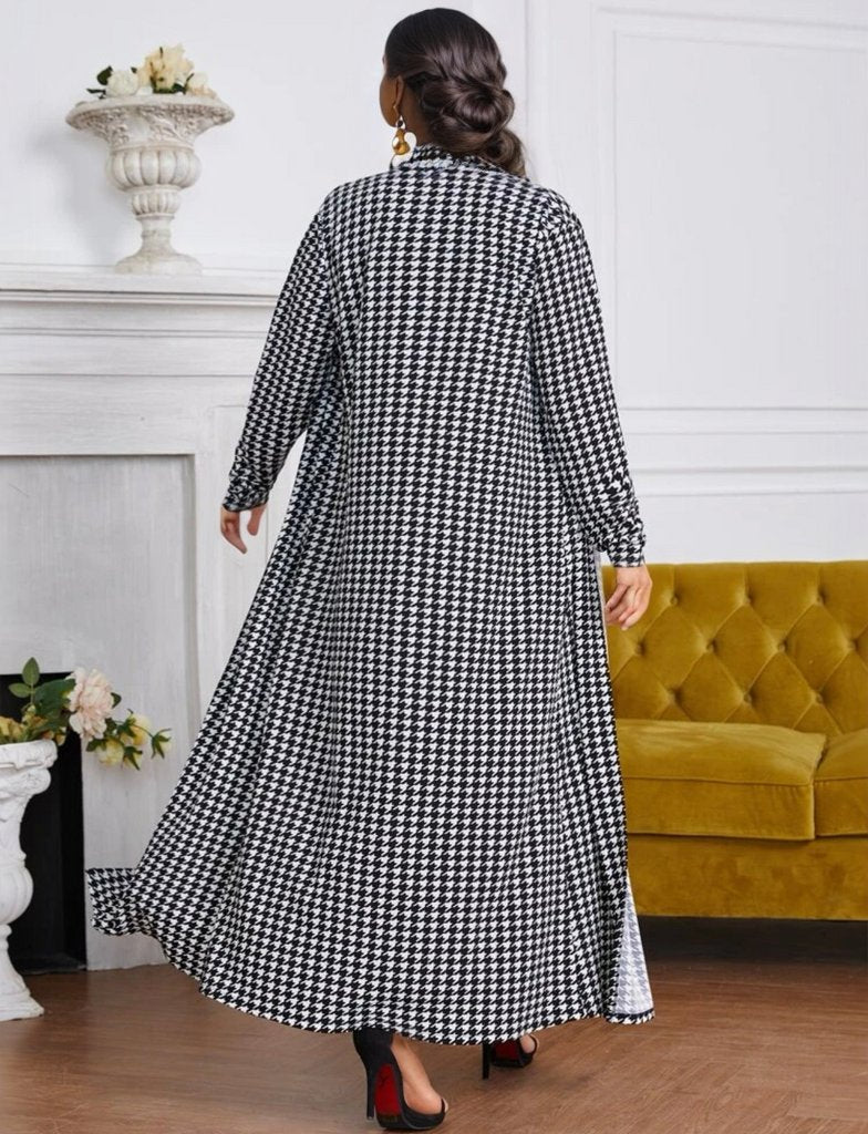 Houndstooth Open Front Coat and Tie Front Dress, US Sizes 0 - 20