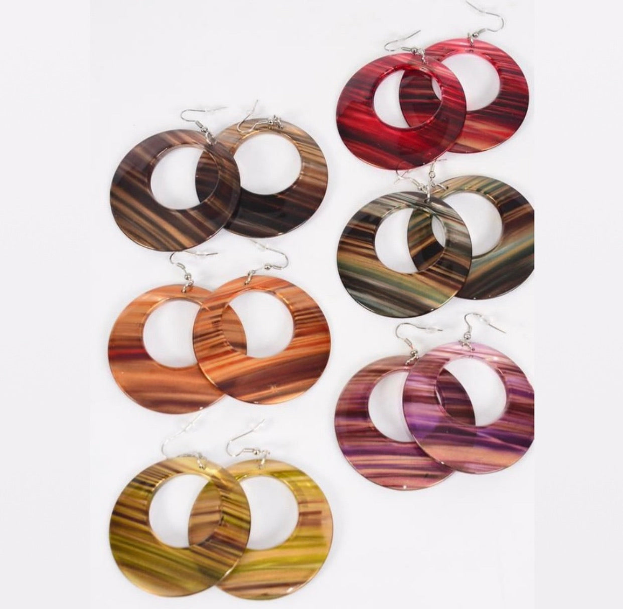 Acrylic Circle Dangle Striped Earrings