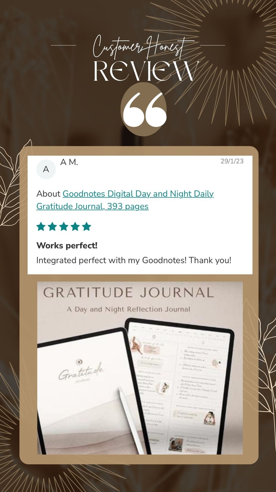 Goodnotes Digital Day and Night Daily Gratitude Journal, 393 pages