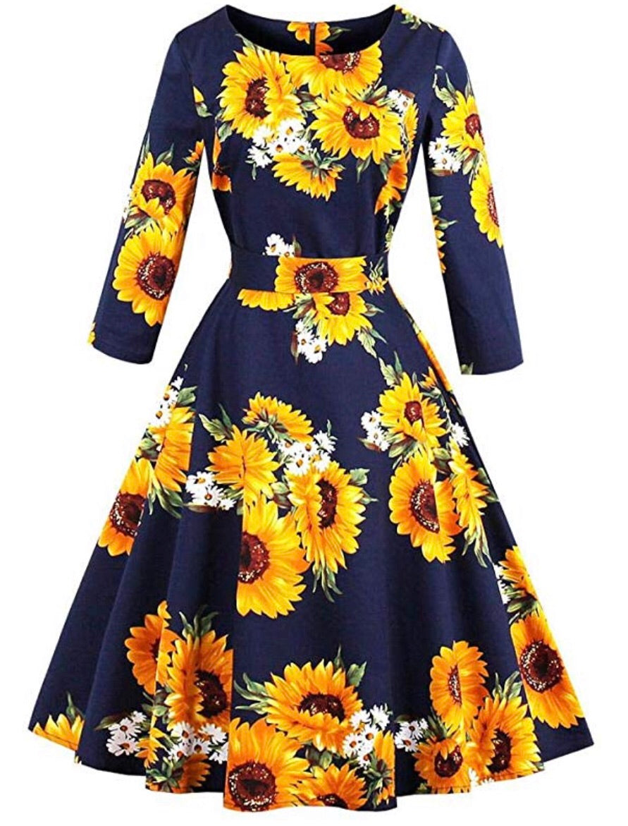 Sunflower Flow Dress, Sizes Small - 4XLarge