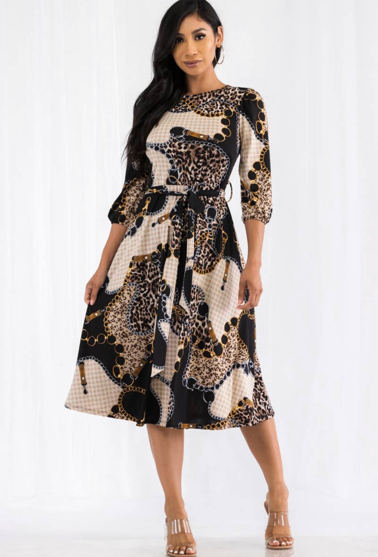 Loose Fit Printed Cocktail Dress, Sizes Small