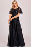 Empire Waist Embroidery Formal Dress (US Sizes 4 - 26) Black