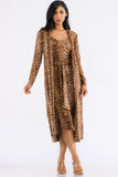 Two-Piece Dress and Cardigan Set, Sizes Small - 1XLarge (Leopard Print)