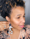 Hand Made Salsa Lady Black and White Dangle Earrings