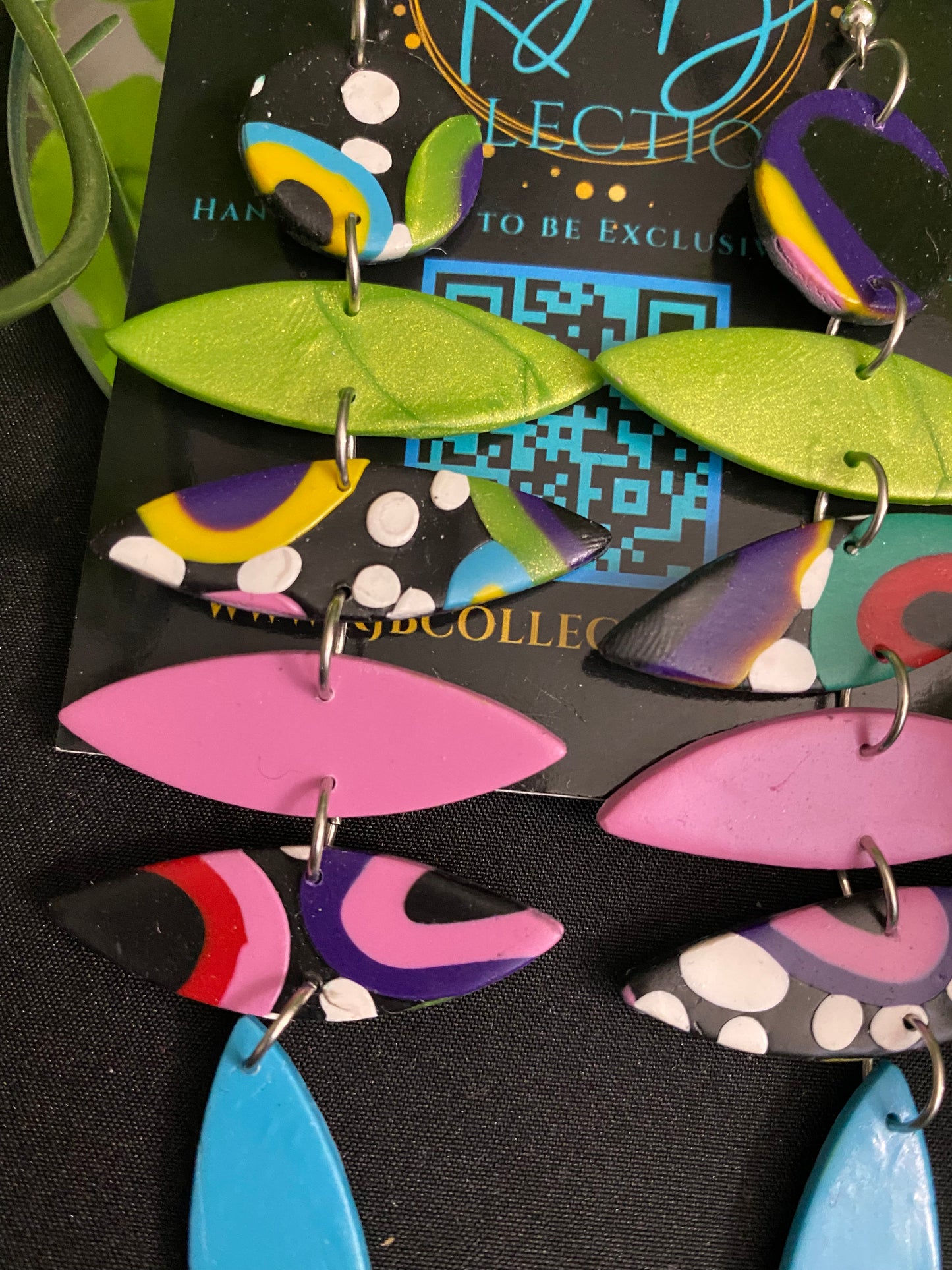 Hand Made Polka Dot Multi-Colored Dangled Earrings