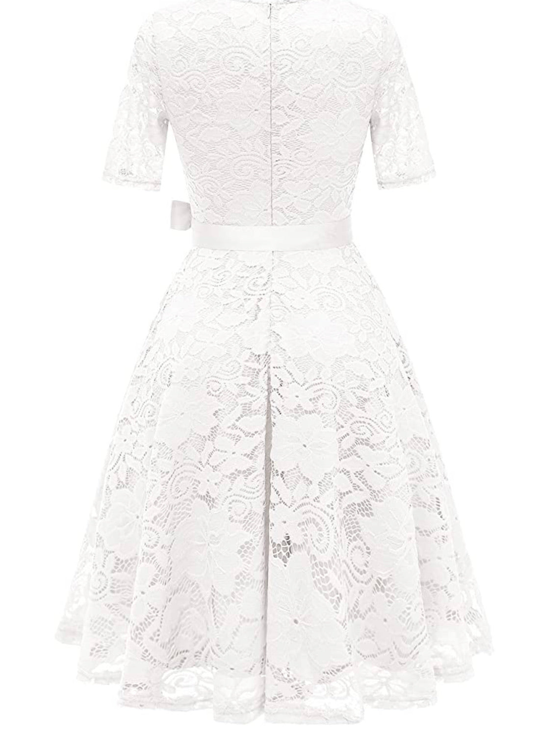 Vintage Inspired Full Lace Cocktail Dress, Sizes Small - 3XLarge (White)