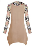 Cowl Neck Plaid Long Sleeve Top, Size XXL