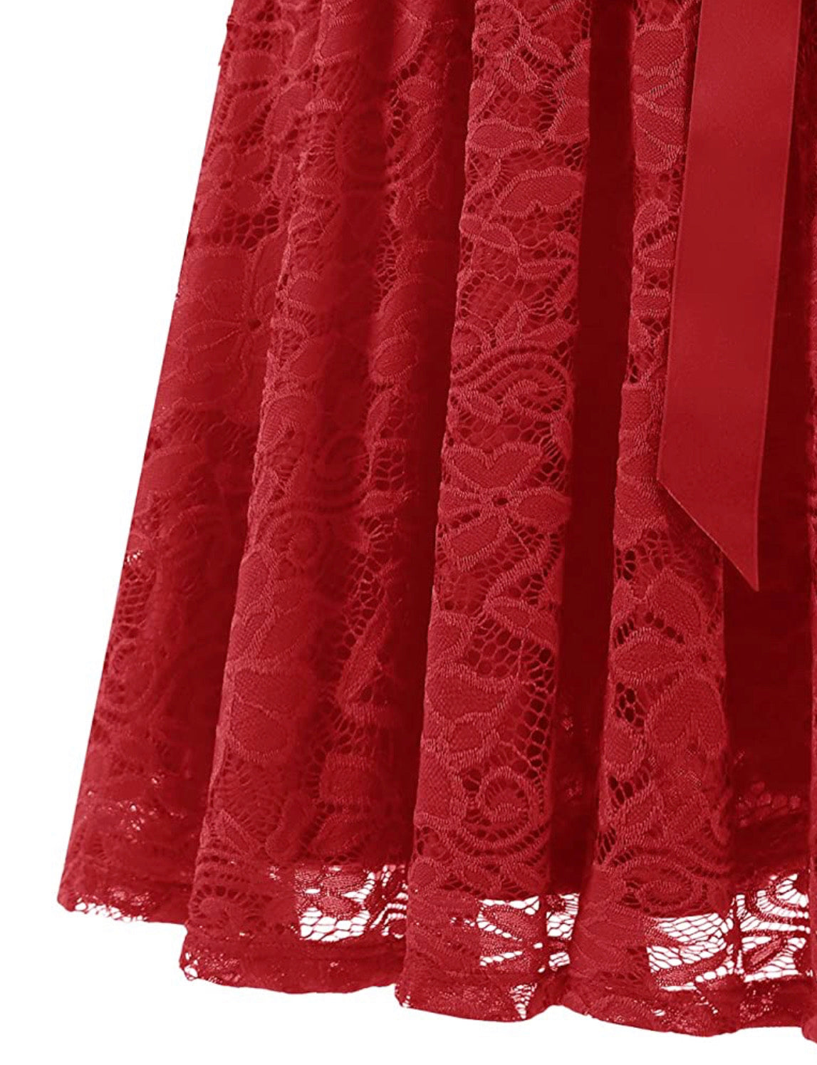 Vintage Inspired Full Lace Cocktail Dress, Sizes Small - 3XLarge (Red)