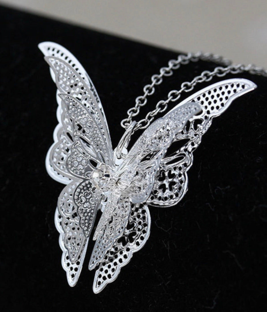 Silver Butterfly Pendant and Chain