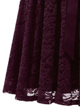 Vintage Inspired Full Lace Cocktail Dress, Sizes Small - 3XLarge (Burgundy)