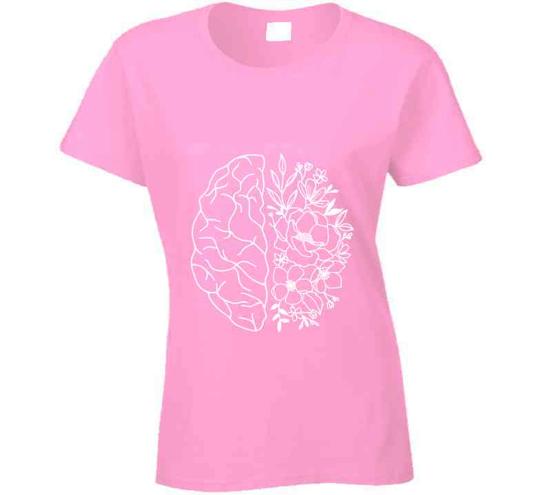 Floral Brain Mental Health Awareness Ladies T Shirt