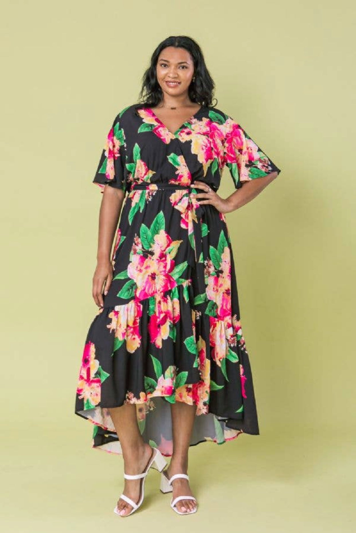 Floral Printed Maxi Dress, Sizes 1X - 3X