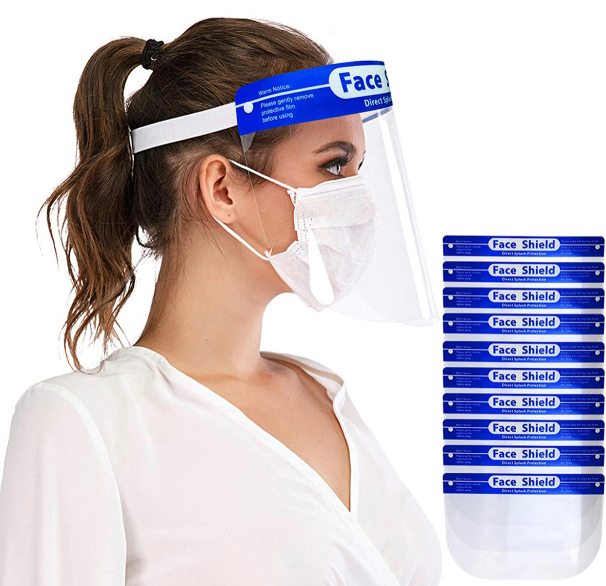 Protective Face Shield with Clear Wide Visor