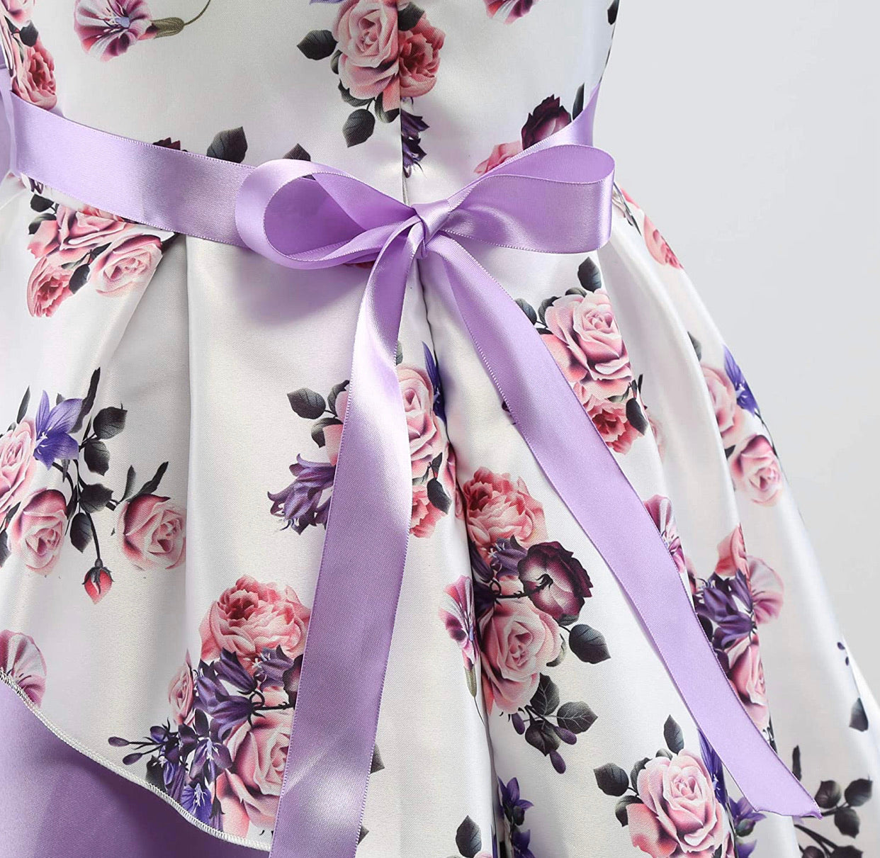 Little Girl’s Formal Floral Print Dress, Sizes 2T - 9 years (Purple)
