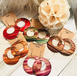 Acrylic Circle Dangle Striped Earrings