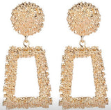 Geometric Trapezoidal Long Metal Earrings - Gold & Silver