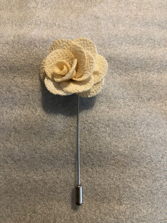 Handmade Flower Lapel Pin - Beige