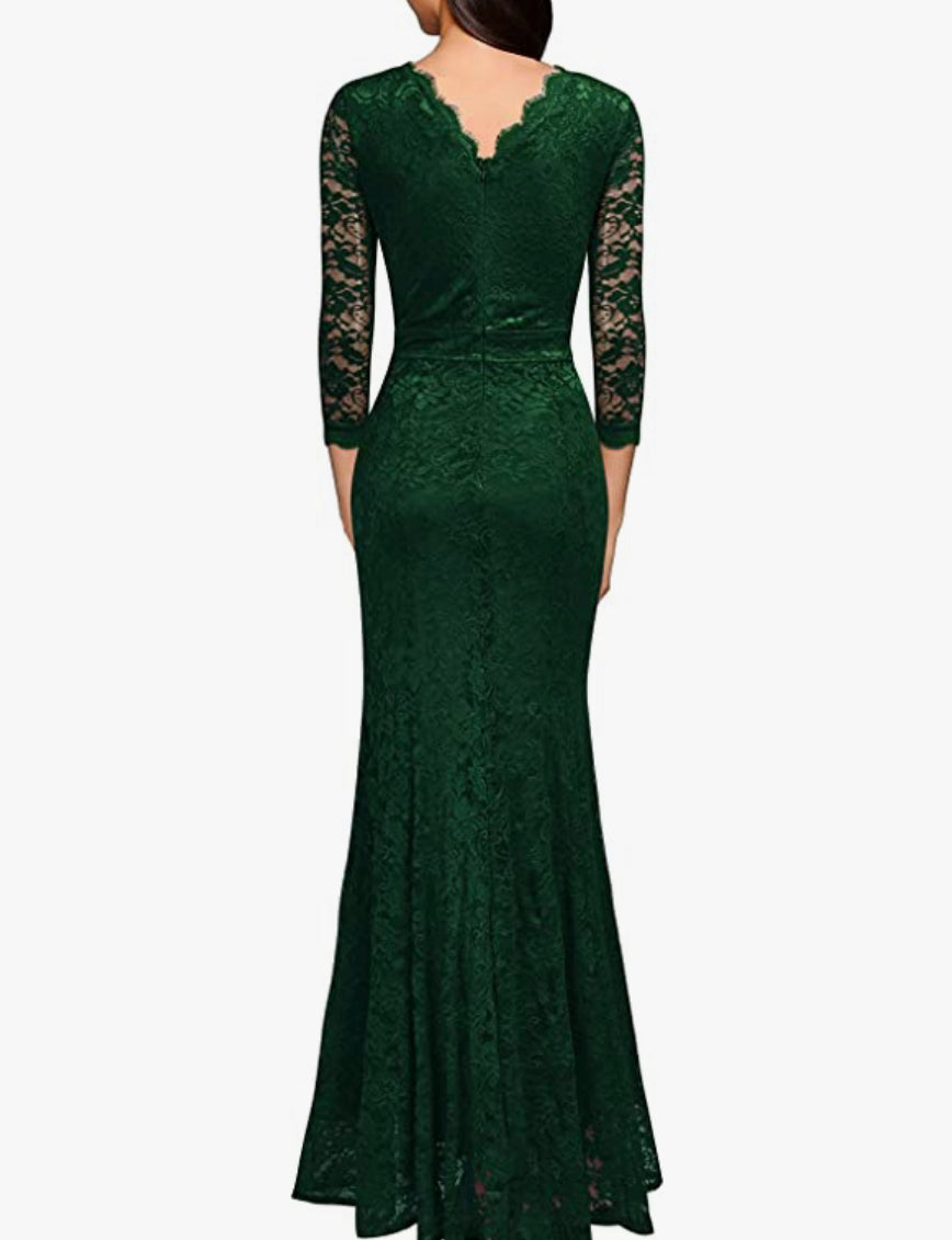 Vintage Inspired Lace Dress, Sizes Small - 2XLarge (Green)