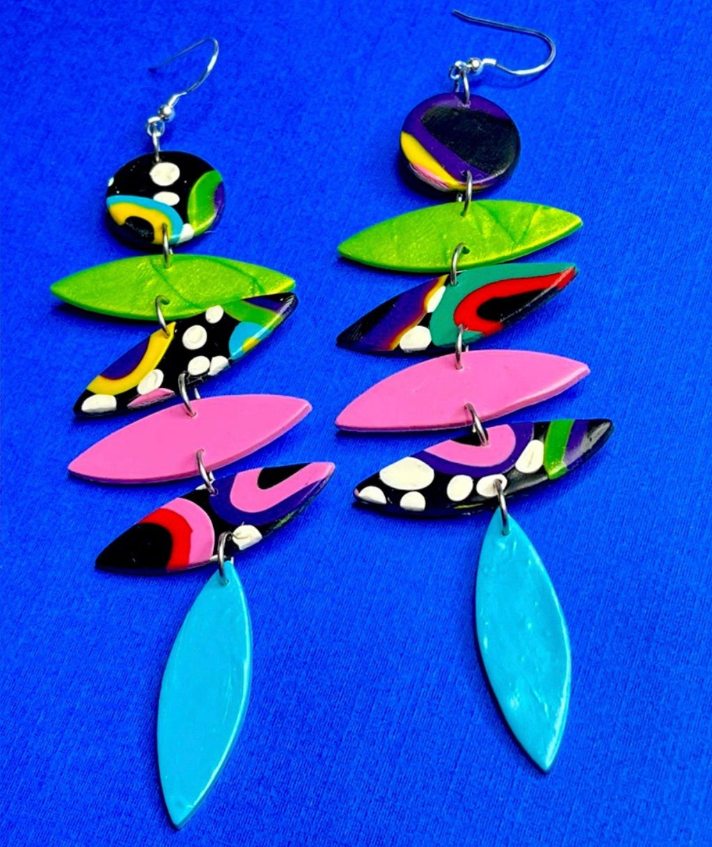 Hand Made Polka Dot Multi-Colored Dangled Earrings