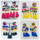 1980’s Themed - Hand Made Large Tassel Earrings