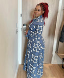 Retro-Centric Full Length Button Down Dress, Sizes Small - 3XLarge