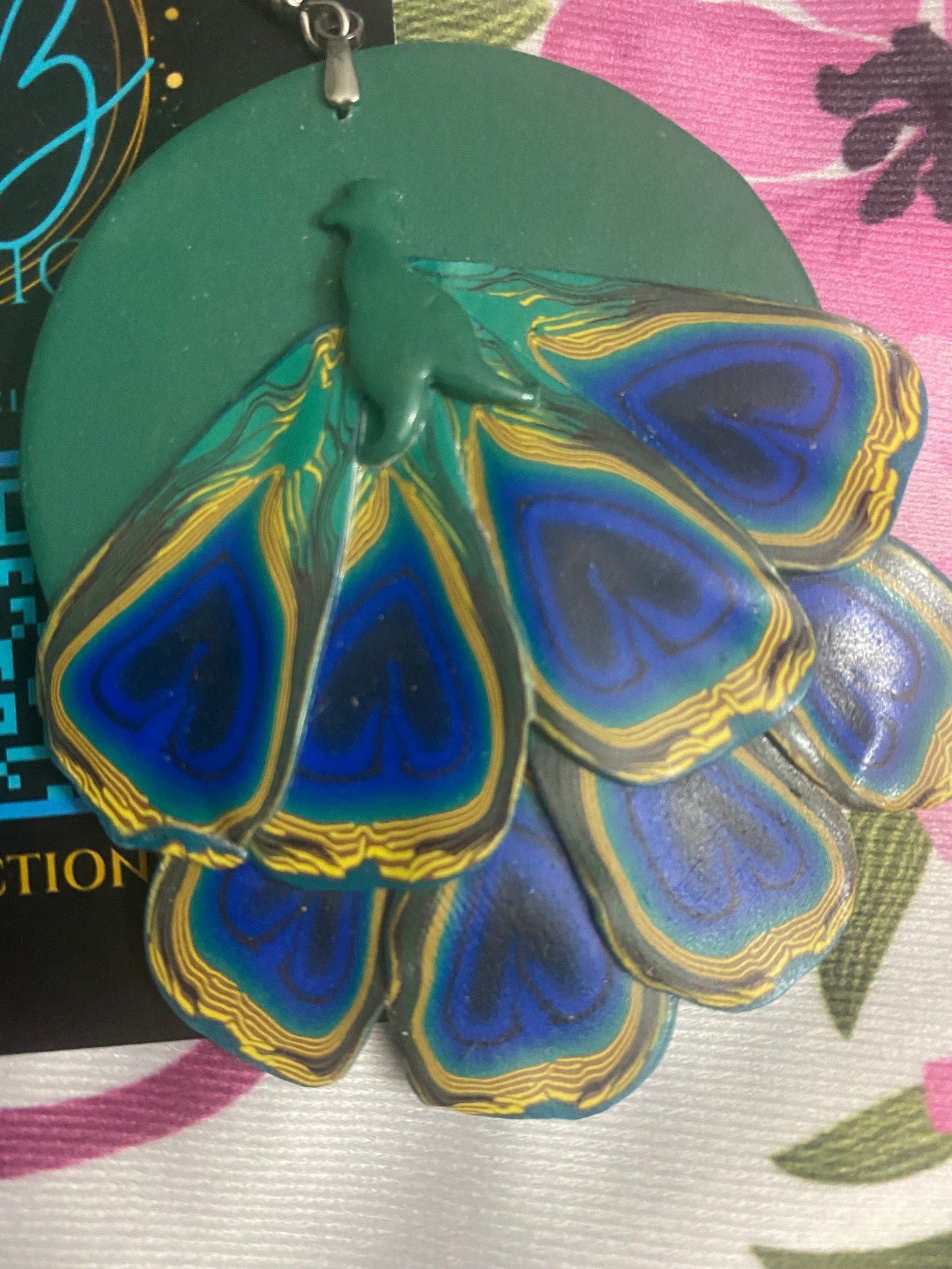 Hand Made Peacock Dangle Earrings