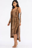 Two-Piece Dress and Cardigan Set, Sizes Small - 1XLarge (Leopard Print)