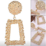 Geometric Trapezoidal Long Metal Earrings - Gold & Silver