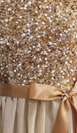 Boatneck Sleeveless Retro Inspired Dress, Sizes XSmall - 3XLarge (US Size 0 - 18W) Champagne Sequin